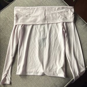 Off-Shoulder Light Pink Long Sleeve Top